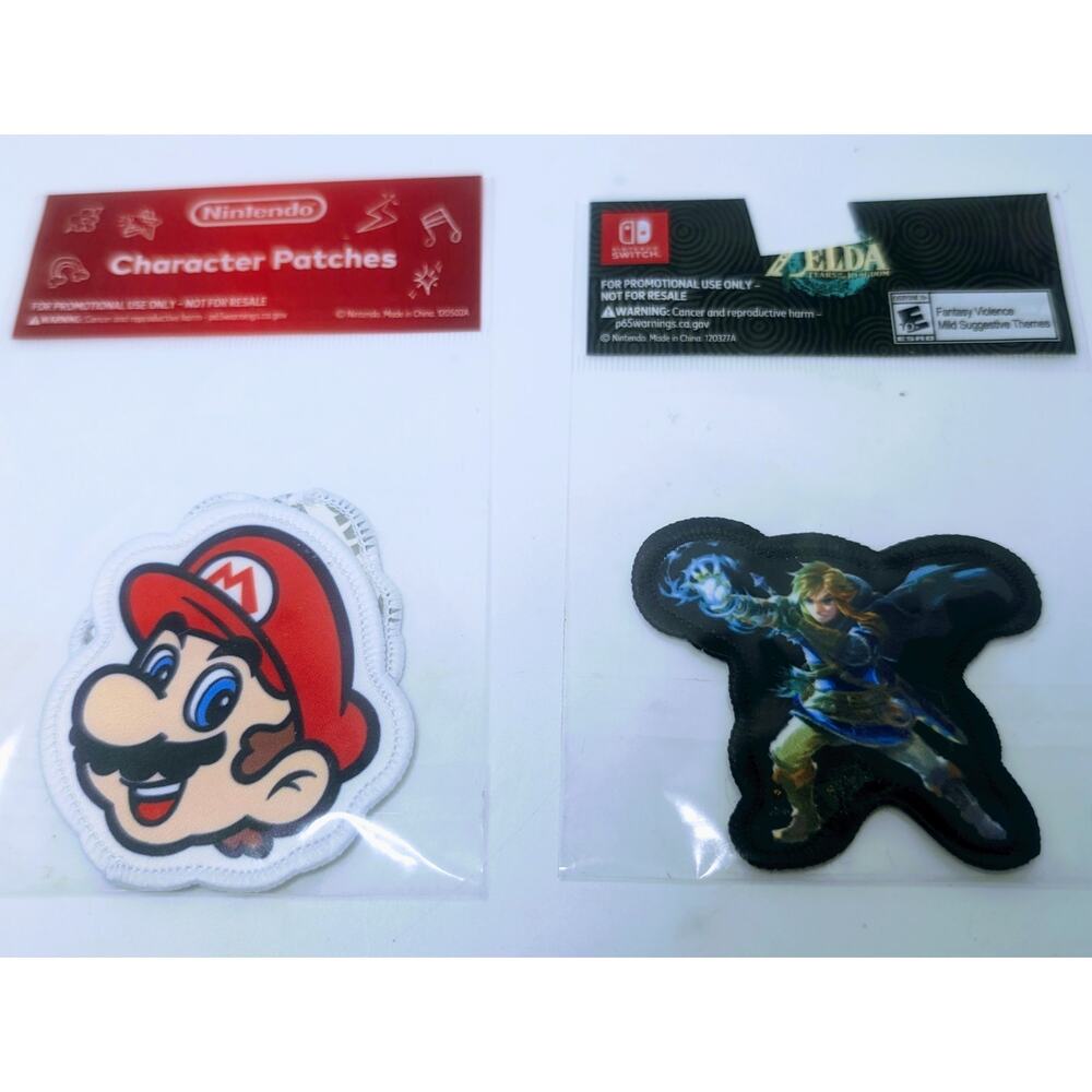 3 Nintendo 3M Sealed Character Patches Zelda Tears of the Kingdom Luigi Mario